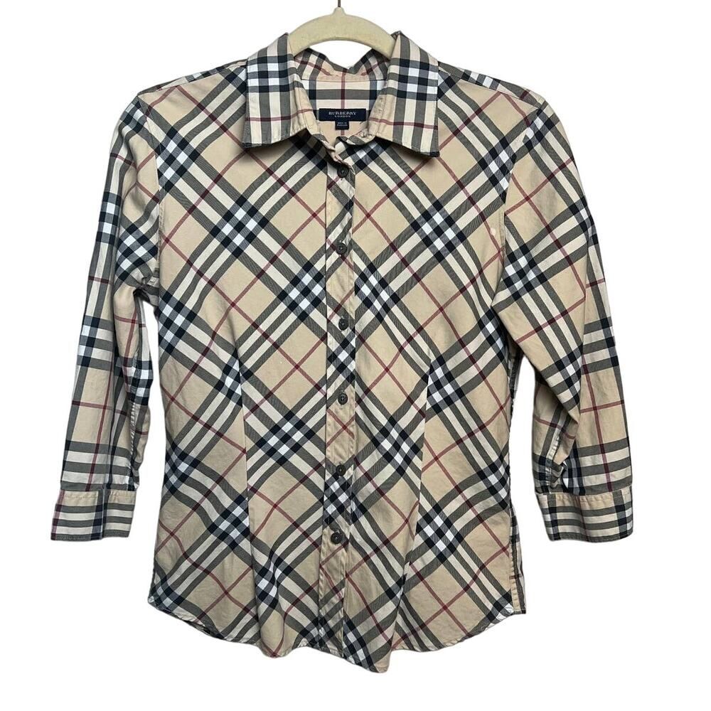 Burberry Beige Plaid Blouse